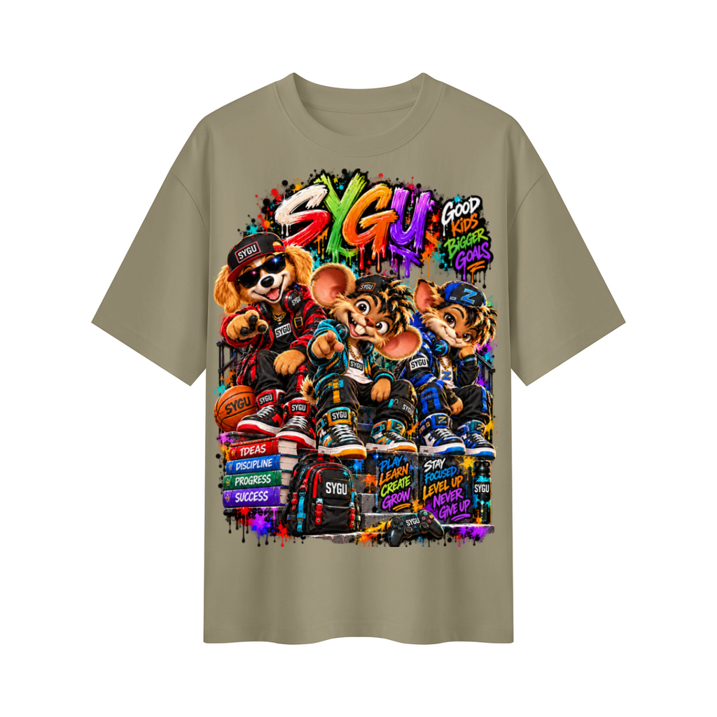 StepYahGameUp™ Good Kids Bigger Goals Oversized Graphic T-Shirt - Unisex