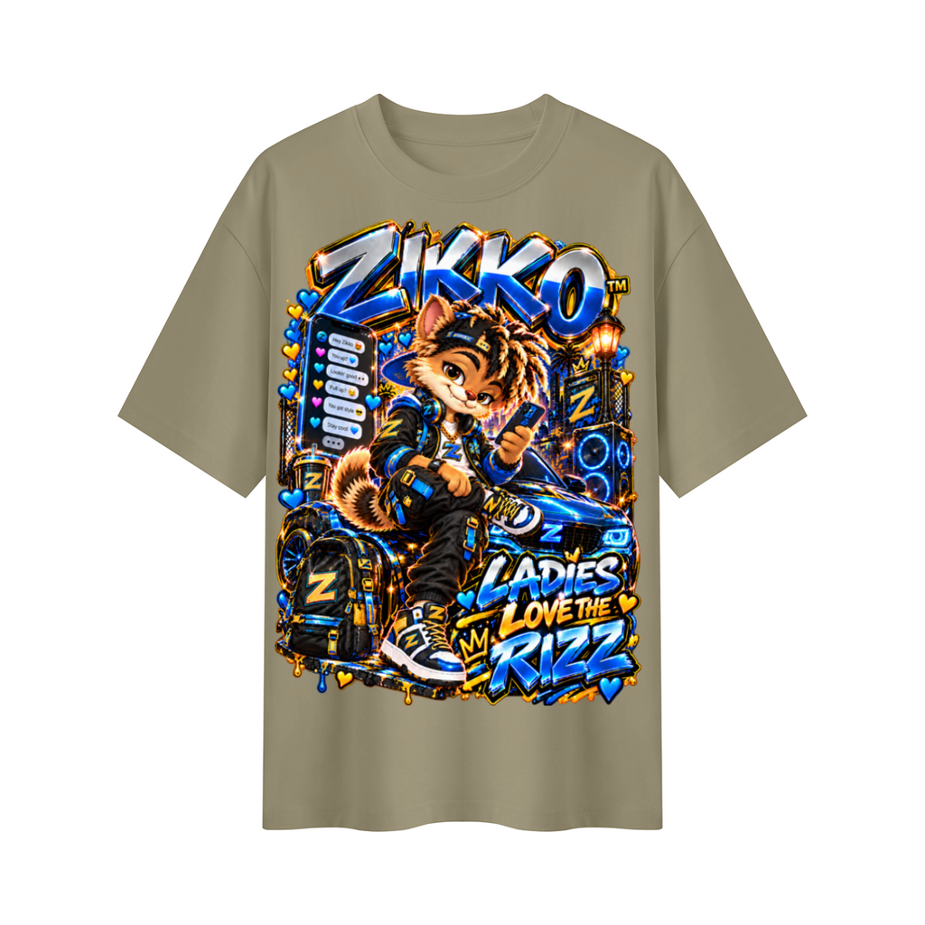 Own Your Vibe™ Zikko™ Ladies Love the Rizz Oversized Graphic T-Shirt - Unisex