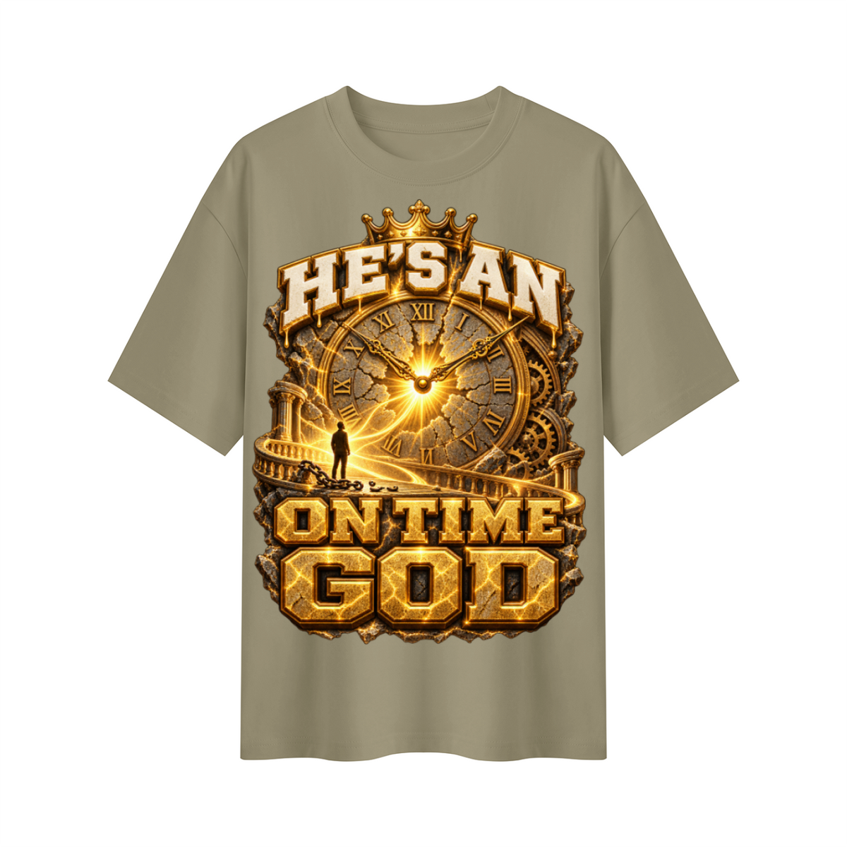 Walk by Faith™ He’s an On Time God Oversized Graphic T-Shirt - Unisex