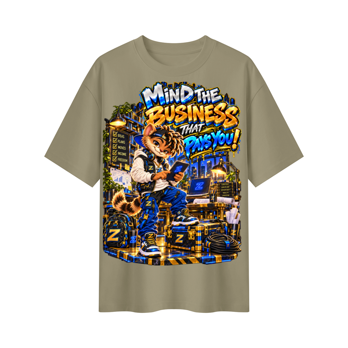 Own Your Vibe™ Zikko™ Mind the Business That Pays You! Oversized Graphic T-Shirt - Unisex