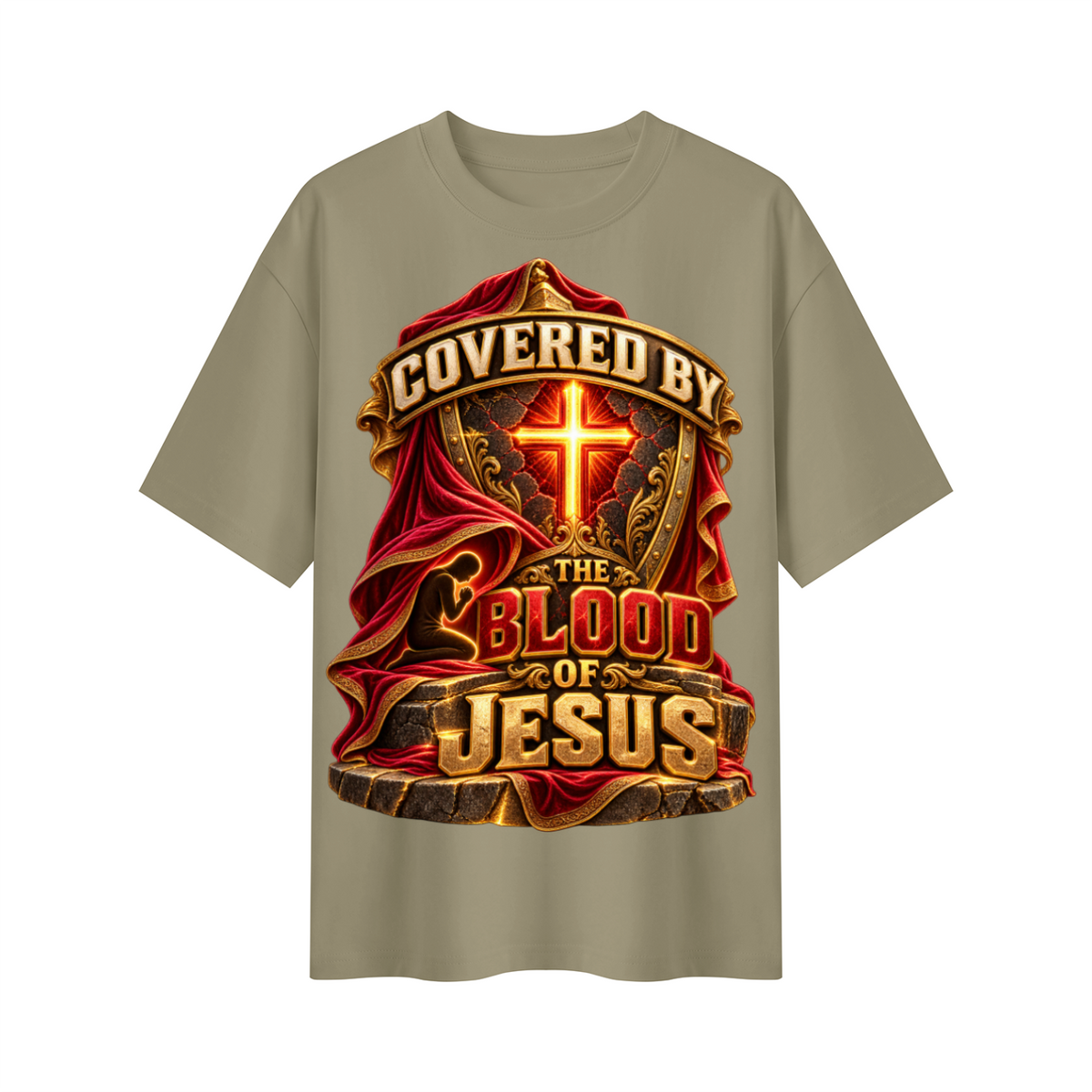 Walk by Faith™ Covered by the Blood of Jesus Oversized Graphic T-Shirt - Unisex