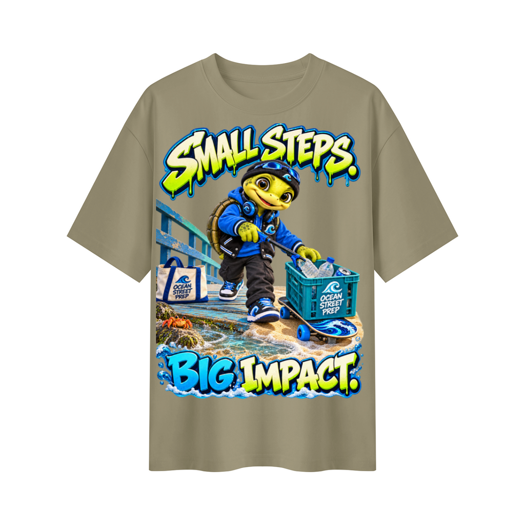 Ocean Street Prep™ Lil Turver Small Steps Big Impact Oversized Graphic T-Shirt - Unisex