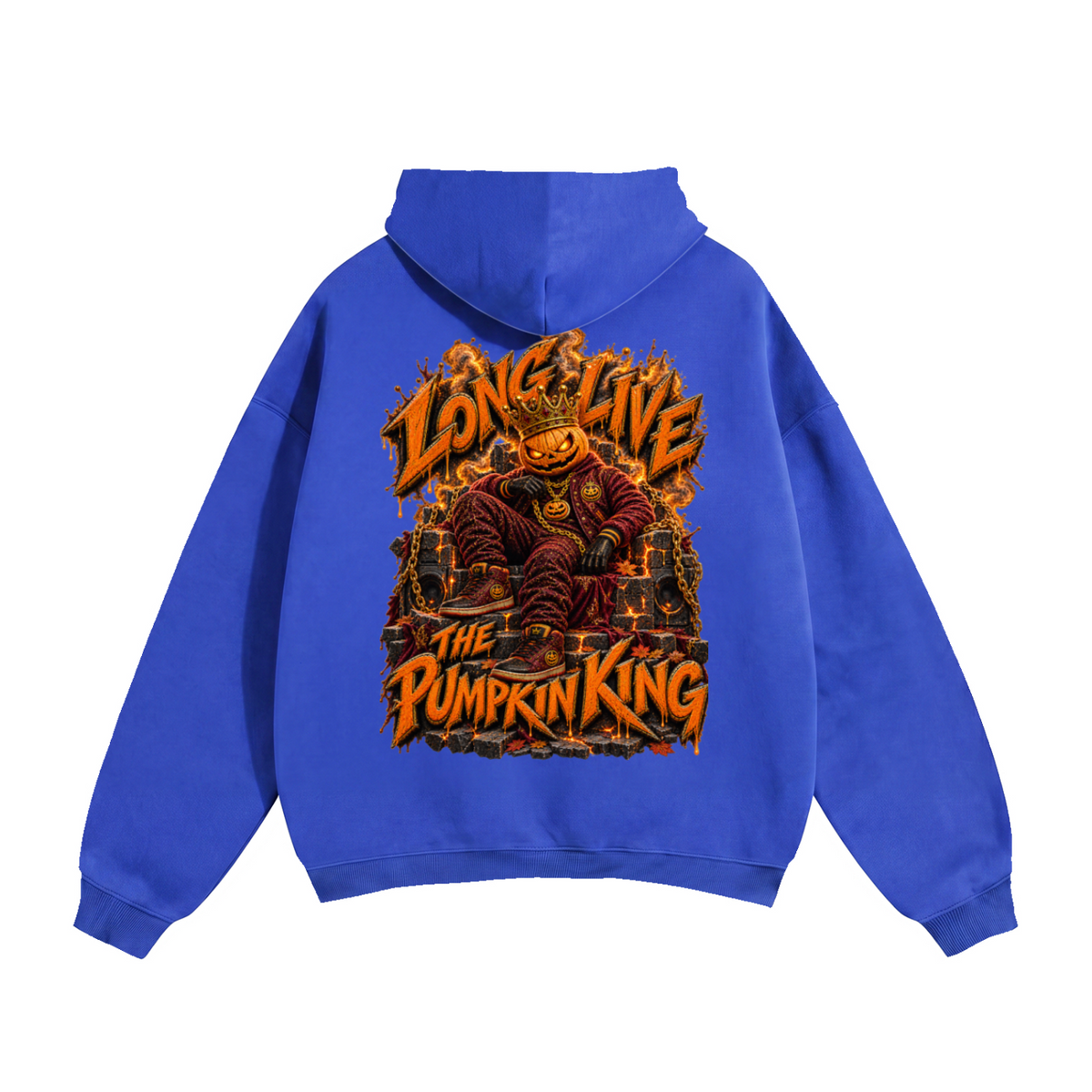 Halloween Pumpkin King Front & Back Graphic Hoodie - Long Live the Pumpkin King - Unisex