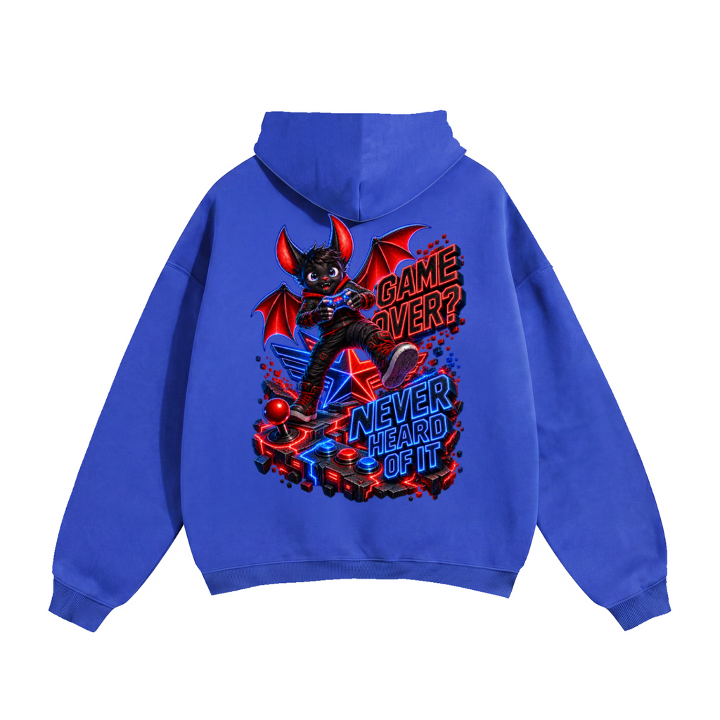 Halloween Bat Gamer Front & Back Graphic Hoodie - Game Over? Never Heard of It - Unisex