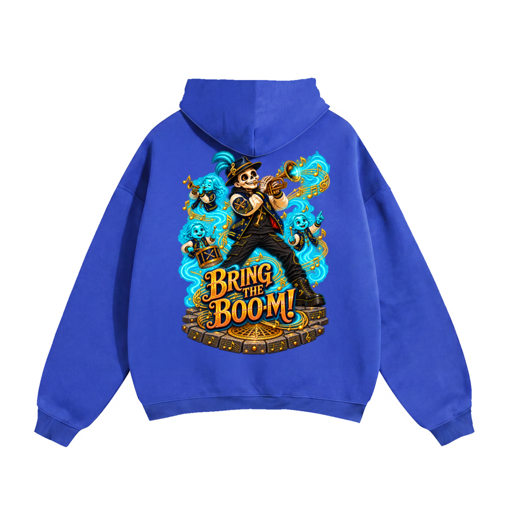 Halloween Brass, Boos & Good Vibes Front & Back Graphic Hoodie - Bring the Boom - Unisex