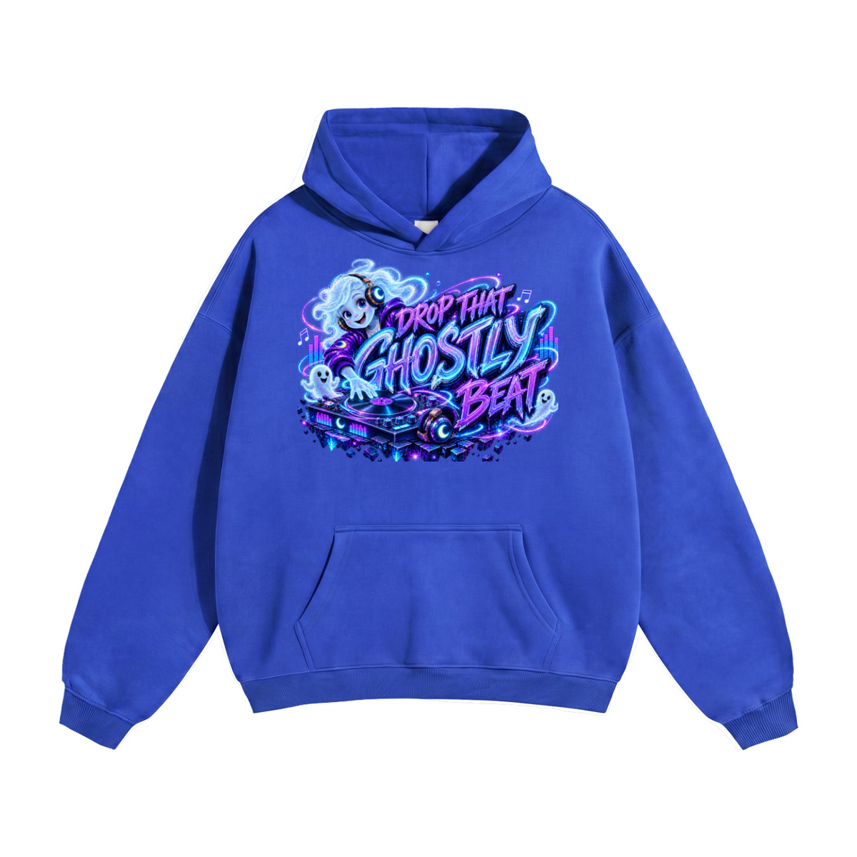 Halloween Ghost DJ Front & Back Graphic Hoodie - Drop That Ghostly Beat - Unisex