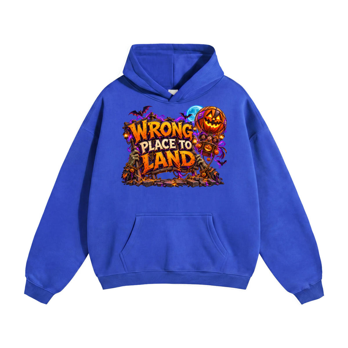 Halloween Wrong Place to Land Front & Back Graphic Hoodie - Trick or Treat Land Here - Unisex