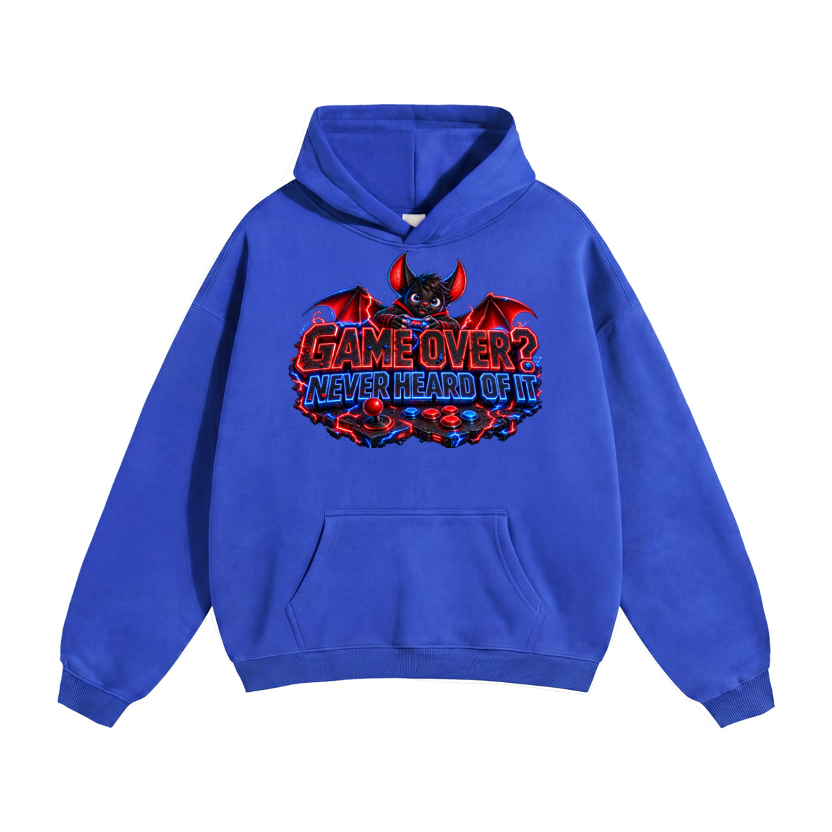 Halloween Bat Gamer Front & Back Graphic Hoodie - Game Over? Never Heard of It - Unisex