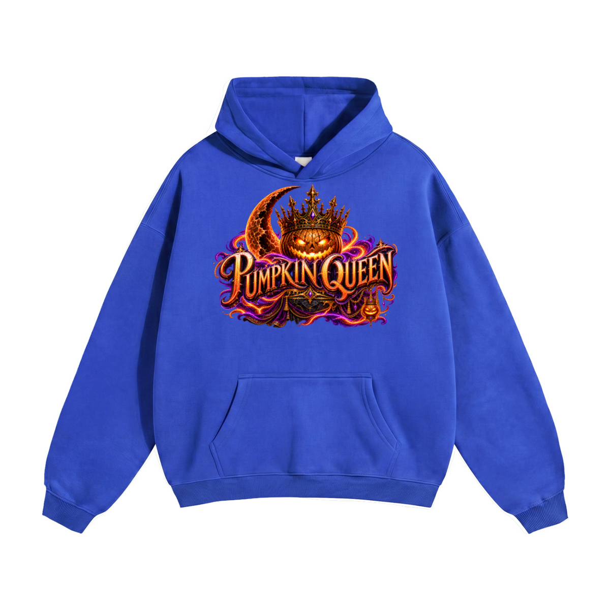 Halloween Pumpkin Queen Front & Back Graphic Hoodie - Crowned by Midnight - Unisex