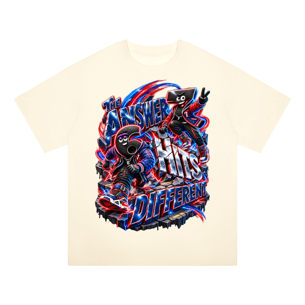 6-7 Street Mode™ The Answer Hits Different Oversized Graphic T-Shirt - Unisex