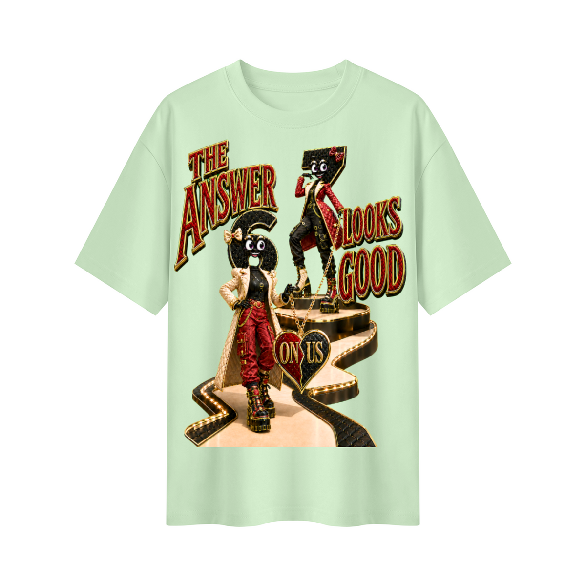 6-7 Street Mode™ The Answer Looks Good on Us Oversized Graphic T-Shirt - Unisex