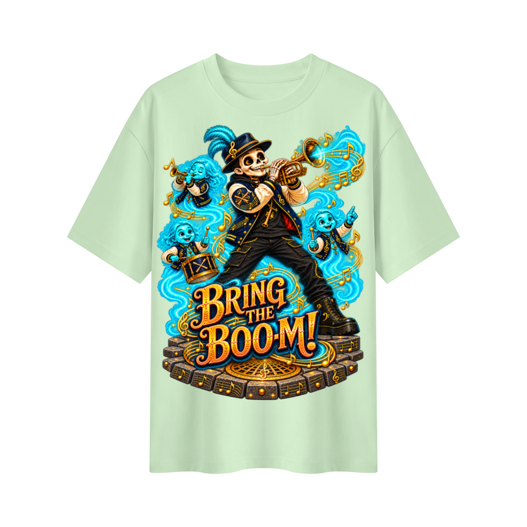 Halloween Bring the Boom Ghost Band Oversized Graphic T-Shirt - Unisex