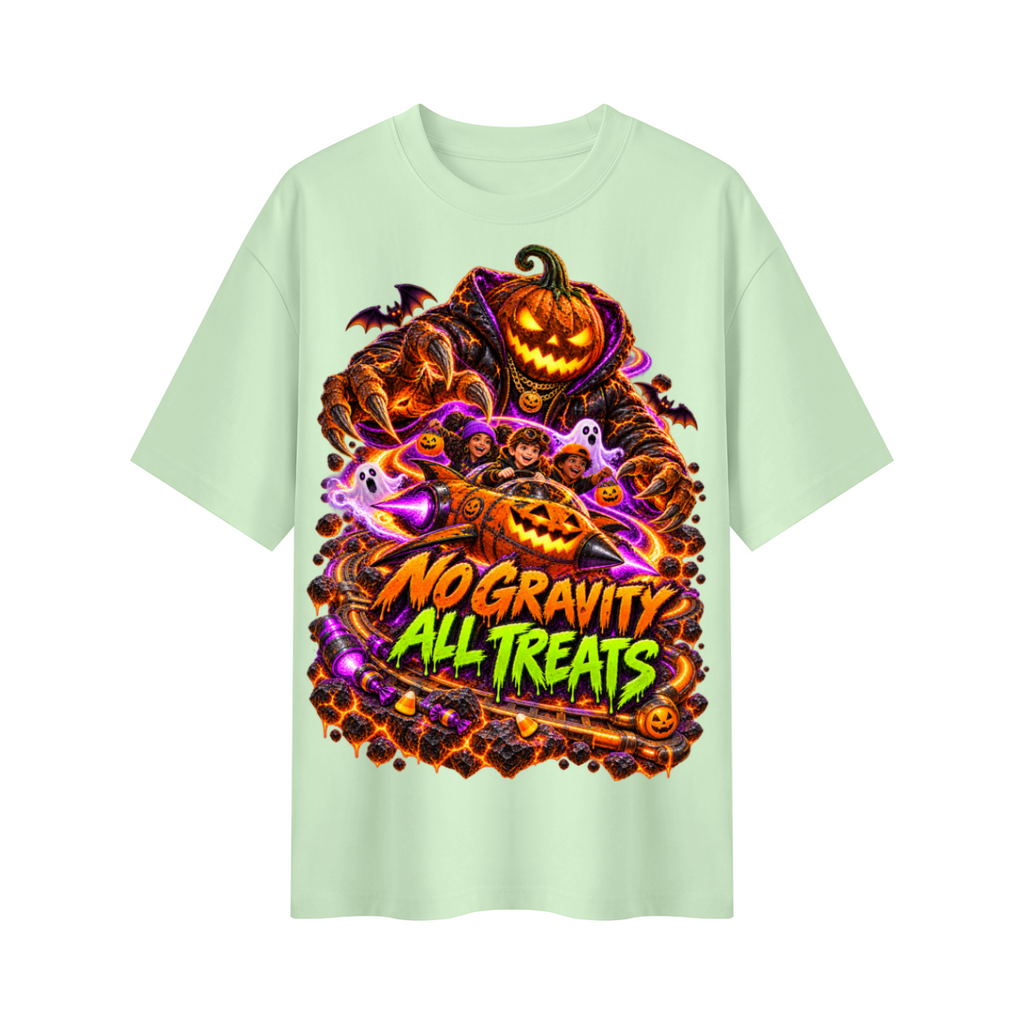 Halloween No Gravity All Treats Oversized Graphic T-Shirt - Unisex
