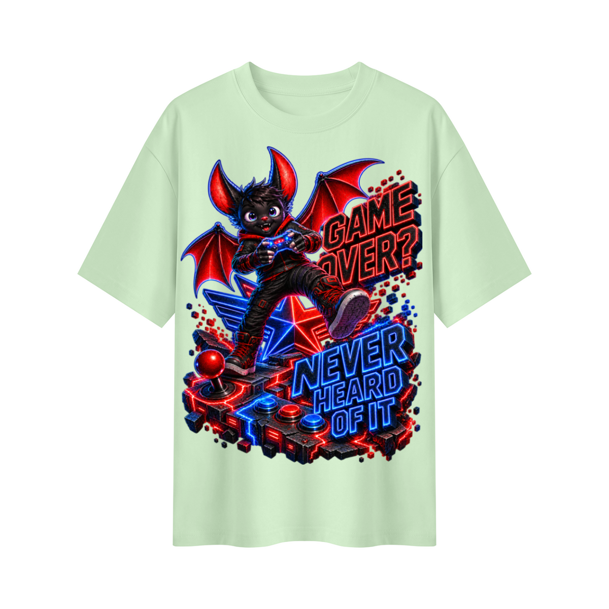 Game Over? Never Heard of It Oversized Gamer Graphic T-Shirt - Unisex