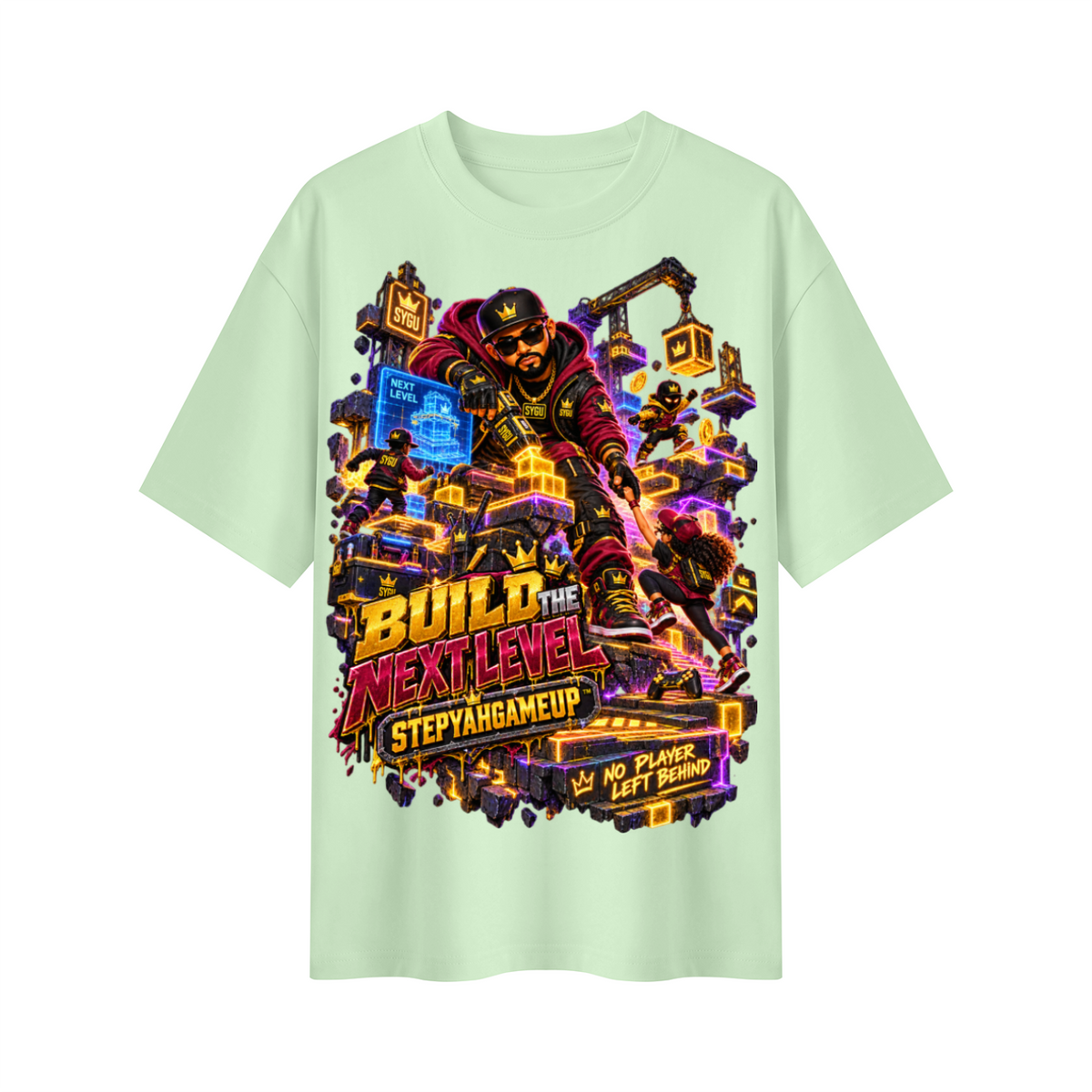 StepYahGameUp™ Build the Next Level Oversized Graphic T-Shirt - Unisex