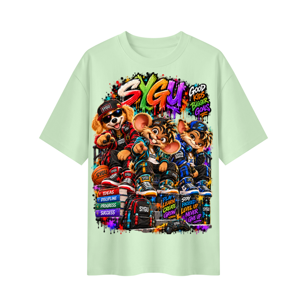 StepYahGameUp™ Good Kids Bigger Goals Oversized Graphic T-Shirt - Unisex