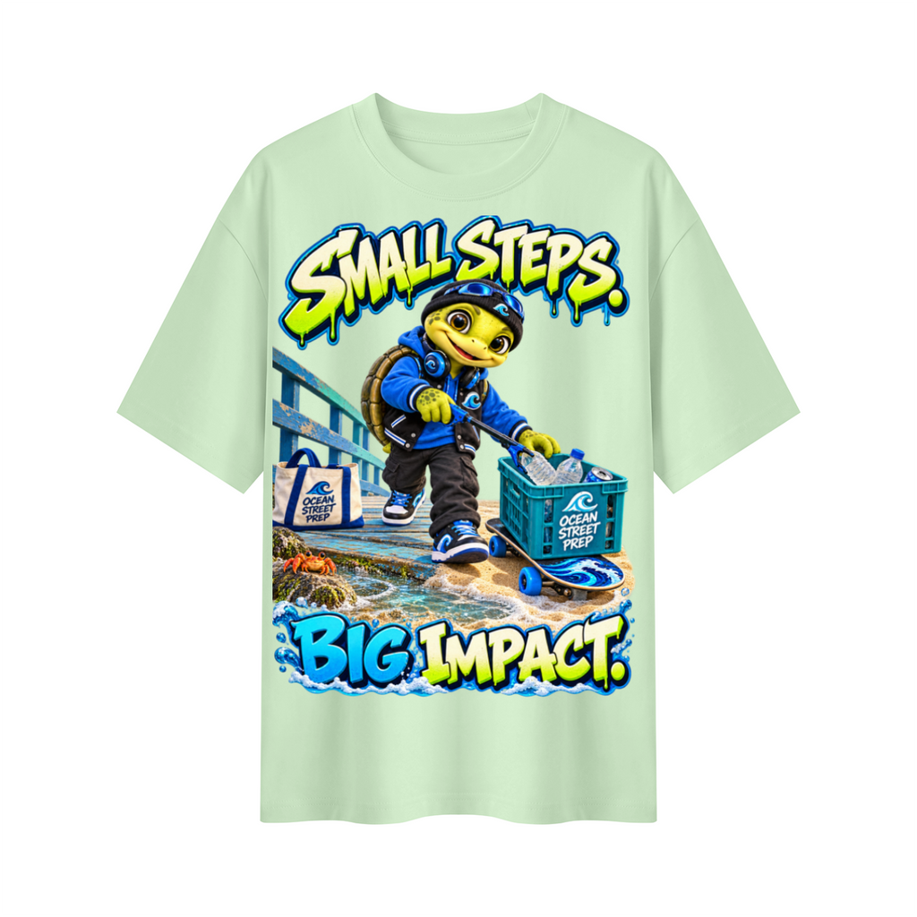 Ocean Street Prep™ Lil Turver Small Steps Big Impact Oversized Graphic T-Shirt - Unisex