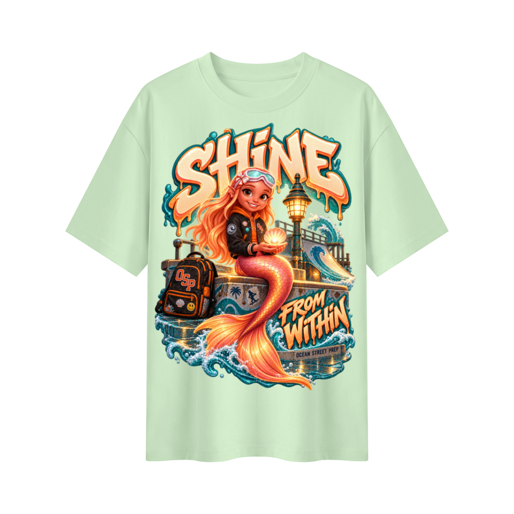 Ocean Street Prep™ Lil Pearl Shine From Within Oversized Graphic T-Shirt - Unisex