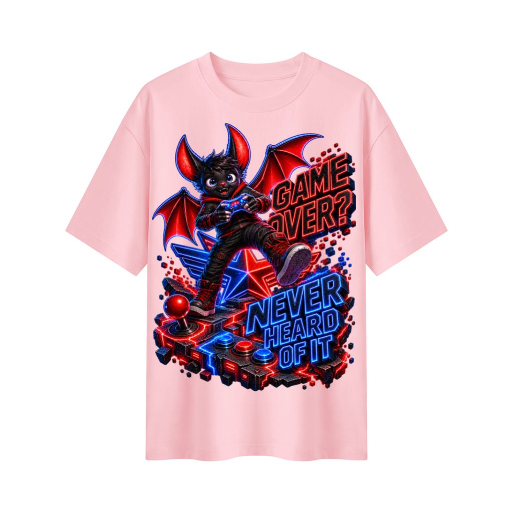 Game Over? Never Heard of It Oversized Gamer Graphic T-Shirt - Unisex