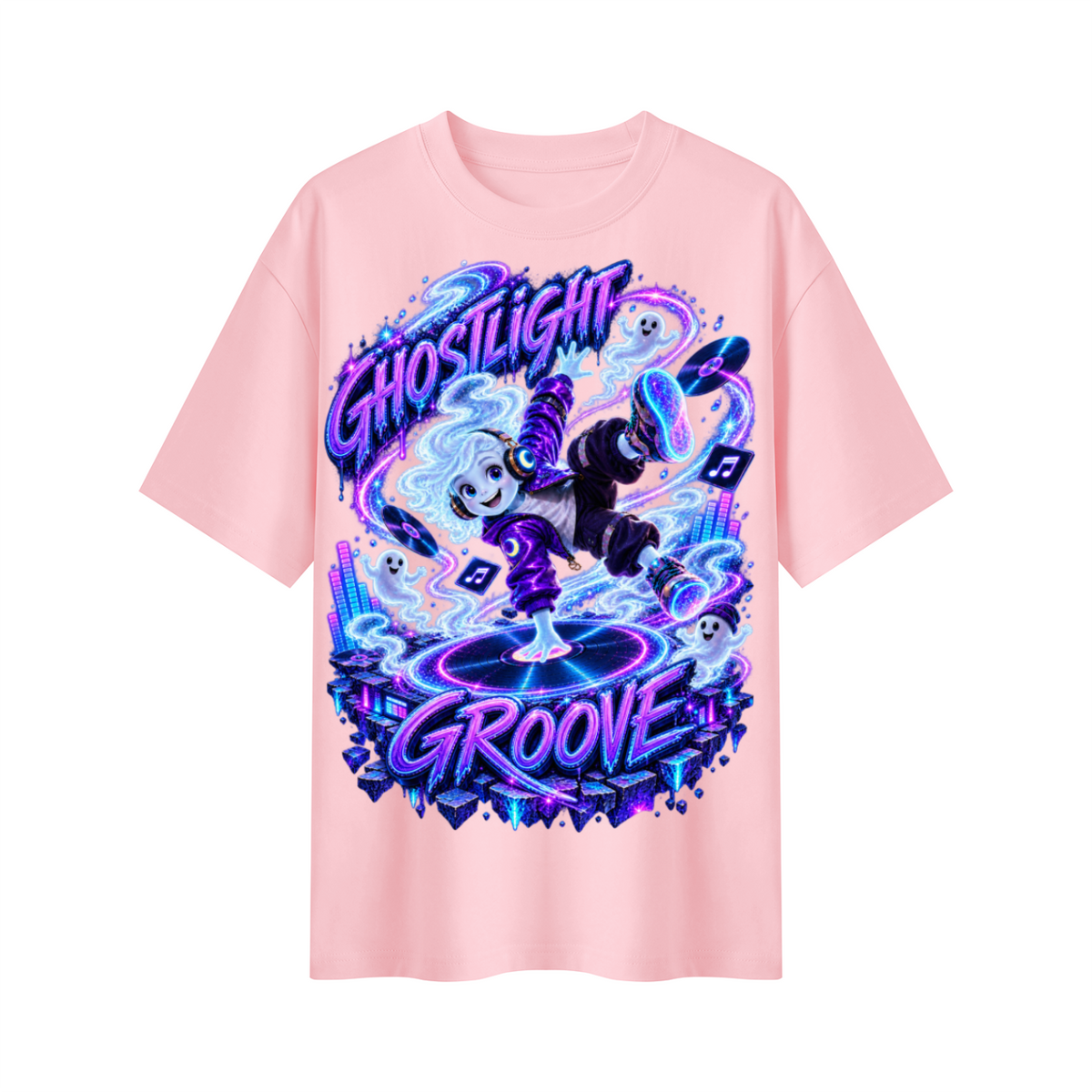Halloween Ghostlight Groove Ghost DJ Oversized Graphic T-Shirt - Unisex