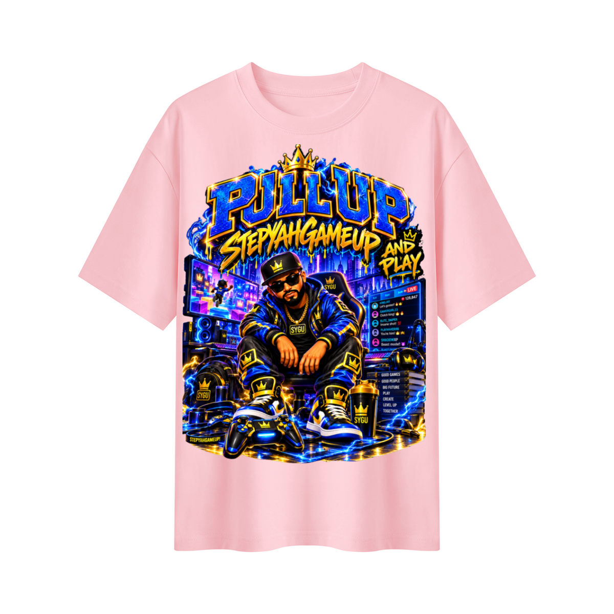 StepYahGameUp™ Pull Up and Play Oversized Graphic T-Shirt - Unisex