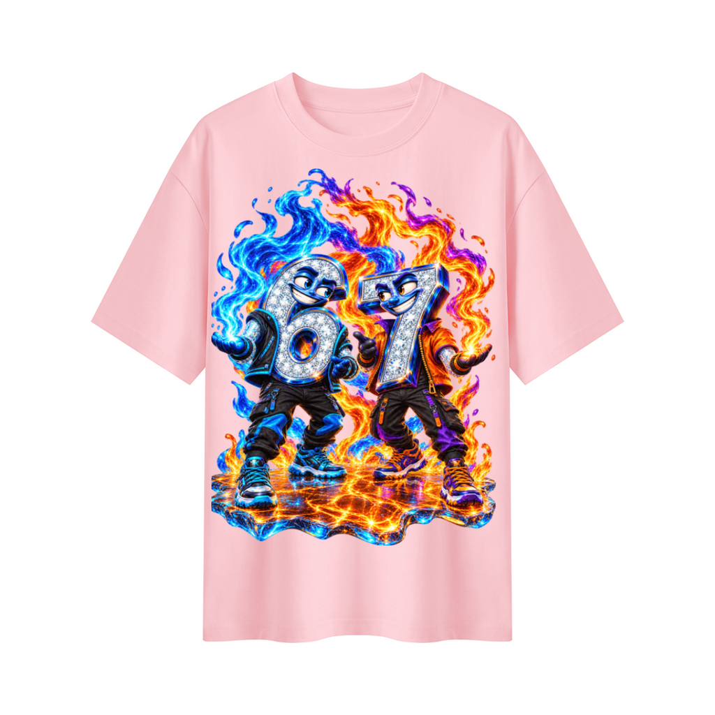 6-7 Street Mode™ Fire & Ice Oversized Graphic T-Shirt - Unisex