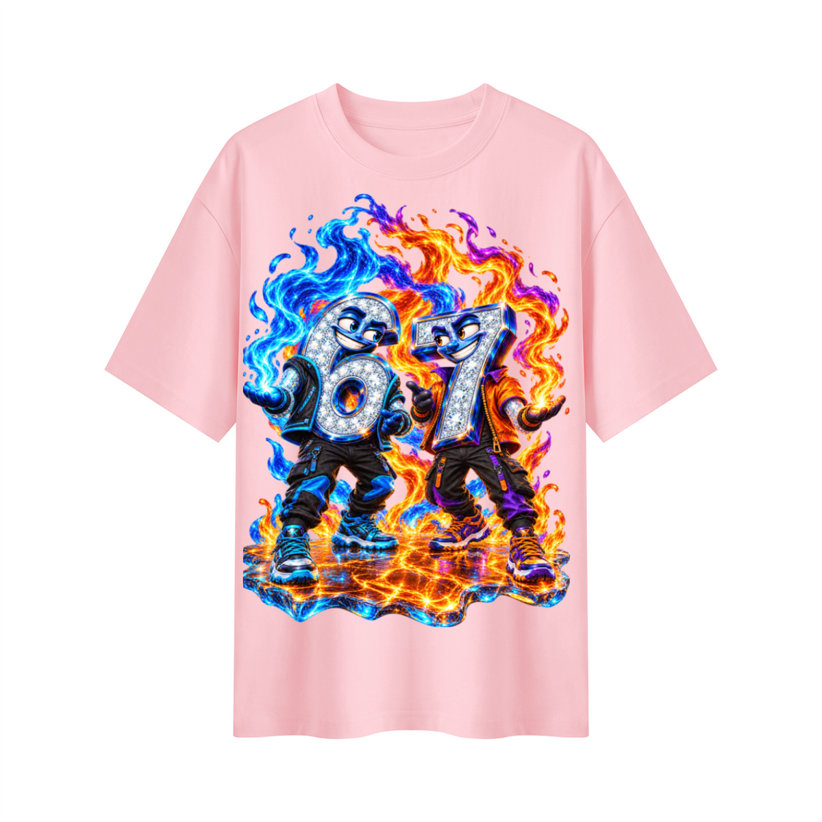 6-7 Street Mode™ Fire & Ice Oversized Graphic T-Shirt - Unisex