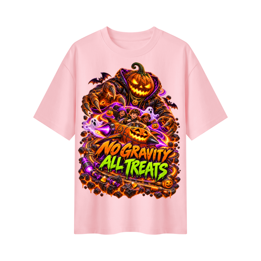 Halloween No Gravity All Treats Oversized Graphic T-Shirt - Unisex
