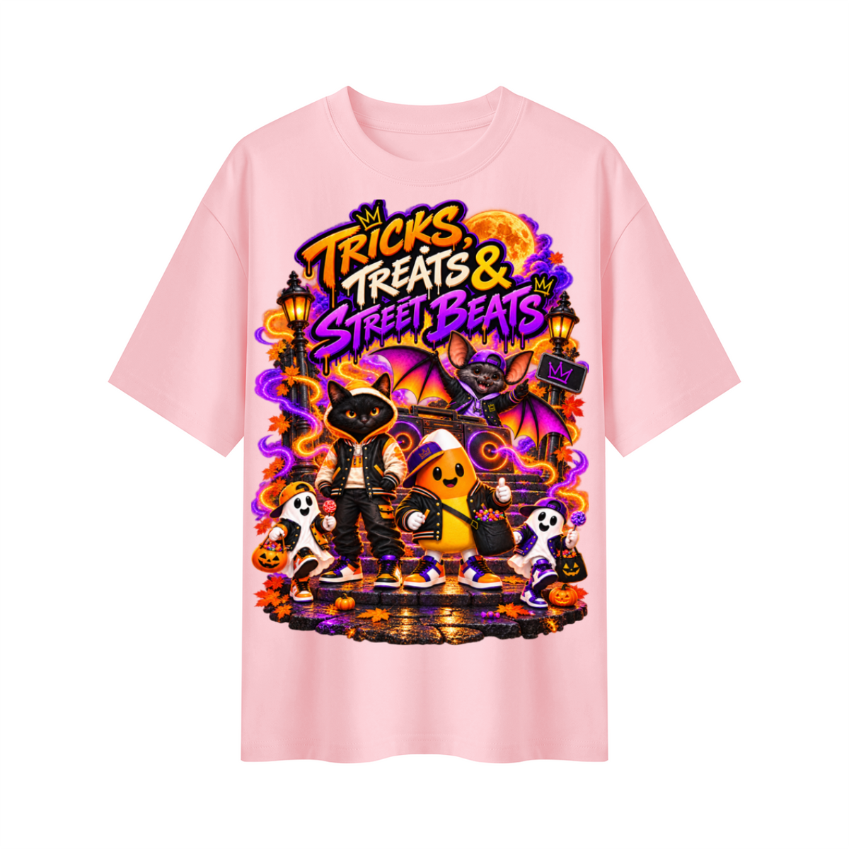 Halloween Tricks, Treats & Street Beats Oversized Graphic T-Shirt - Unisex