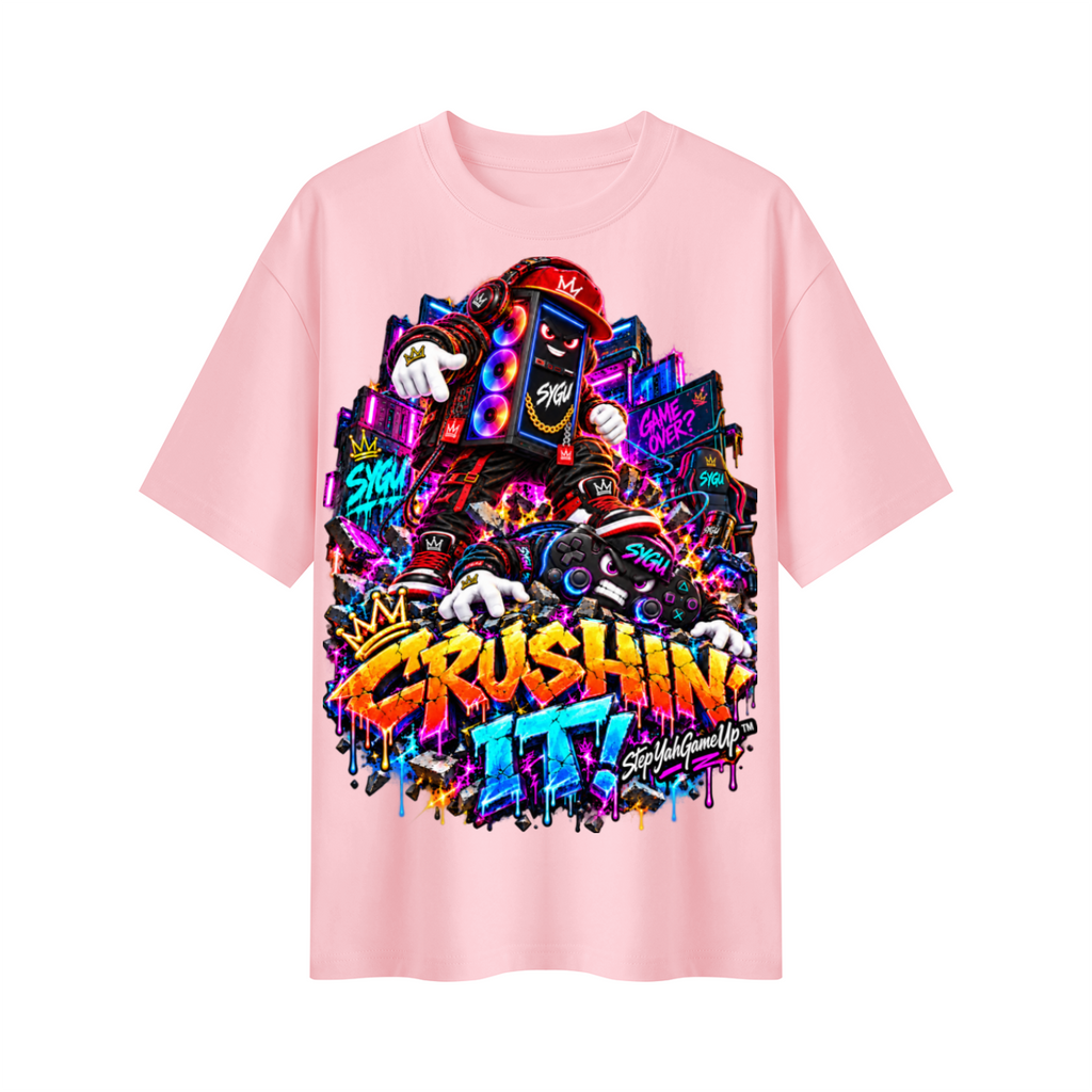 StepYahGameUp™ Crushin’ It PC & Controller Oversized Graphic T-Shirt - Unisex