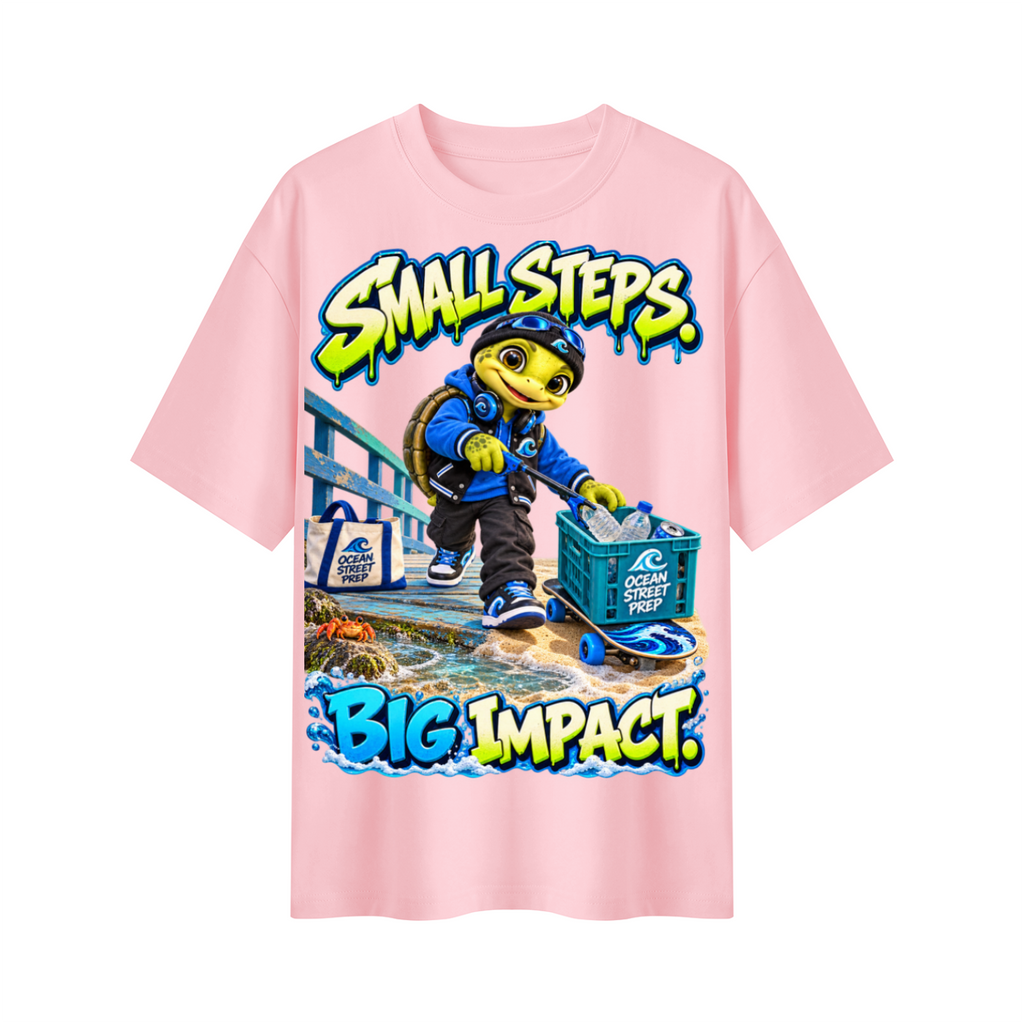 Ocean Street Prep™ Lil Turver Small Steps Big Impact Oversized Graphic T-Shirt - Unisex