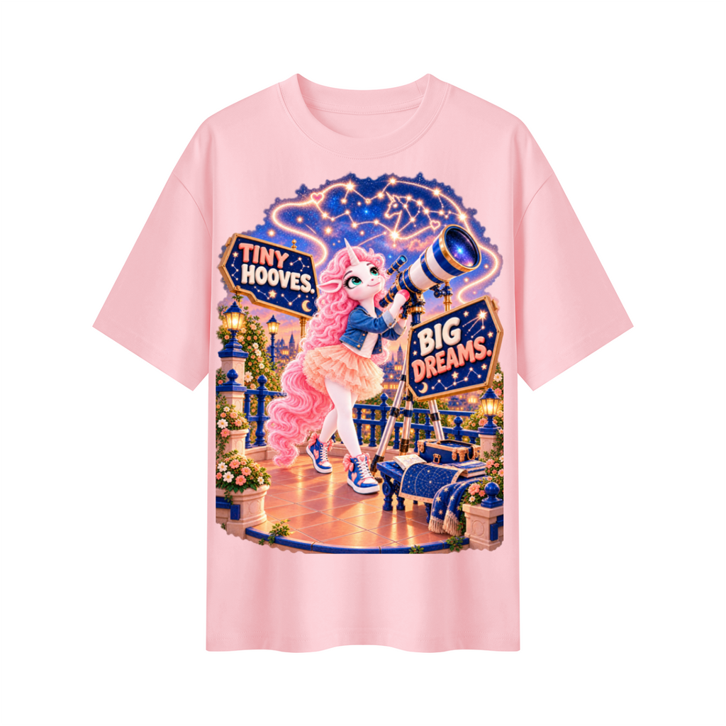 Umyrica Magical Collection™ Tiny Hooves Big Dreams Oversized Graphic T-Shirt - Unisex