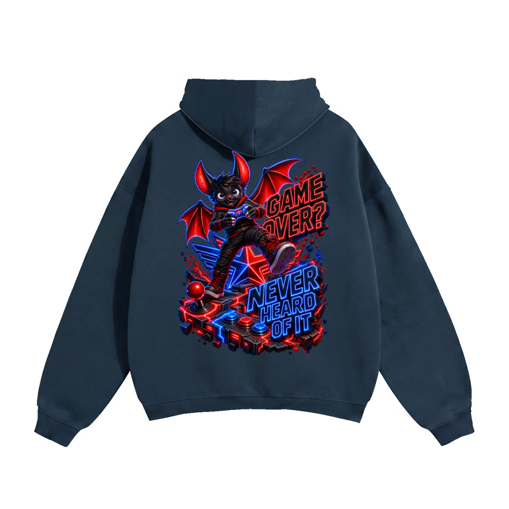 Halloween Bat Gamer Front & Back Graphic Hoodie - Game Over? Never Heard of It - Unisex