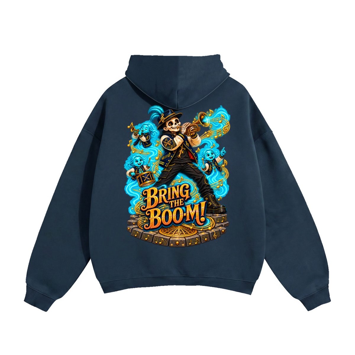 Halloween Brass, Boos & Good Vibes Front & Back Graphic Hoodie - Bring the Boom - Unisex