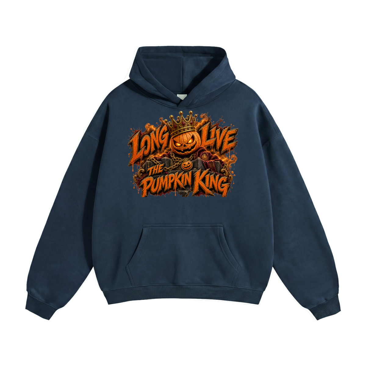 Halloween Pumpkin King Front & Back Graphic Hoodie - Long Live the Pumpkin King - Unisex