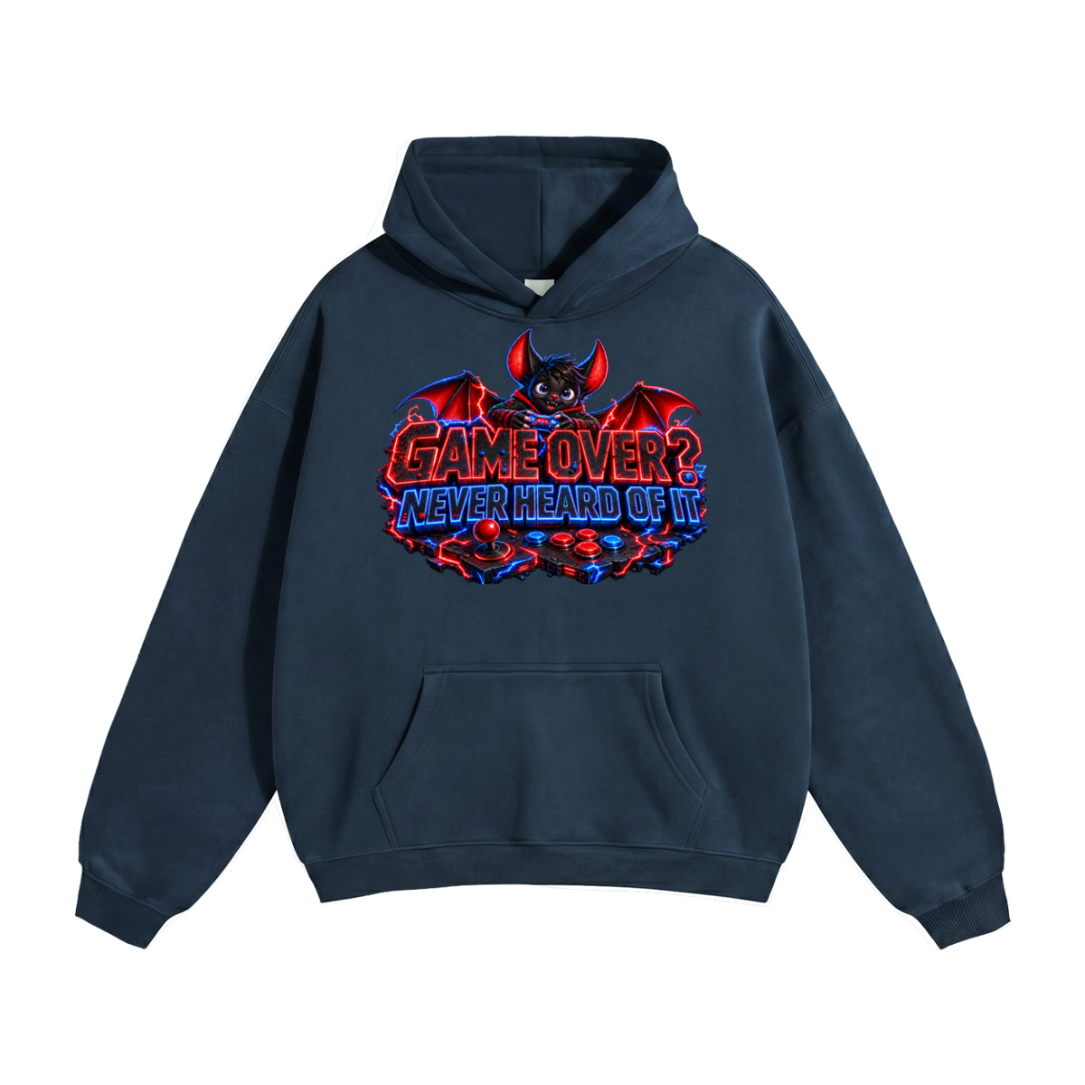 Halloween Bat Gamer Front & Back Graphic Hoodie - Game Over? Never Heard of It - Unisex