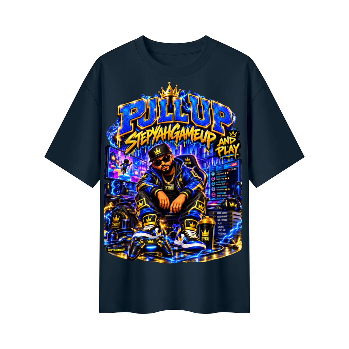 StepYahGameUp™ Pull Up and Play Oversized Graphic T-Shirt - Unisex