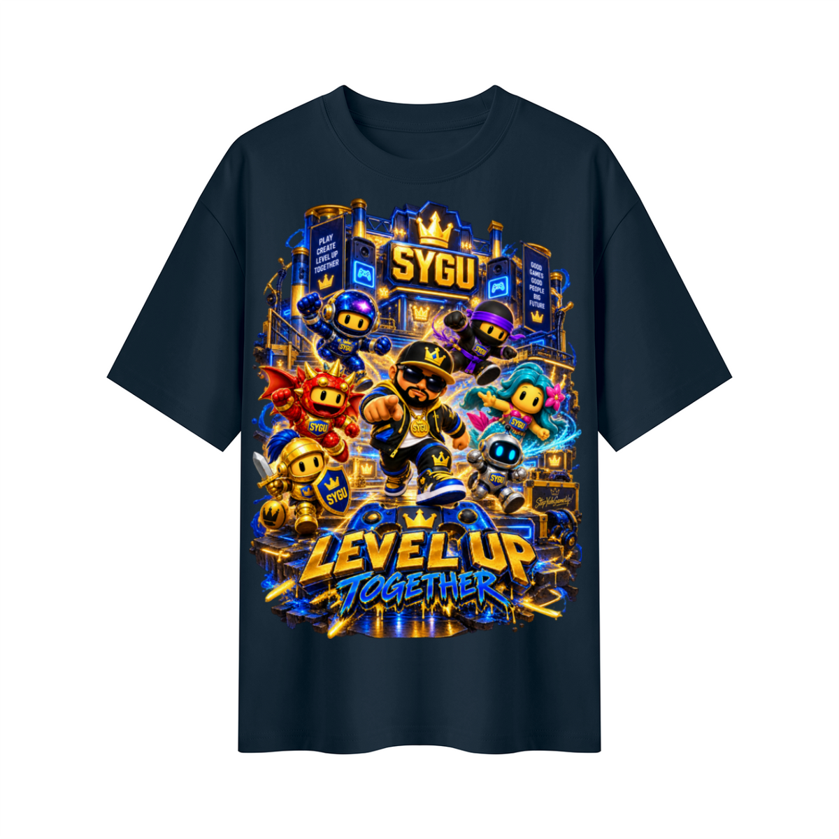 StepYahGameUp™ Level Up Together Oversized Graphic T-Shirt - Unisex
