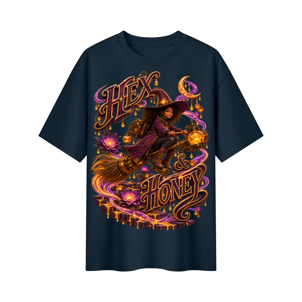 Halloween Hex & Honey Witch Oversized Graphic T-Shirt - Unisex