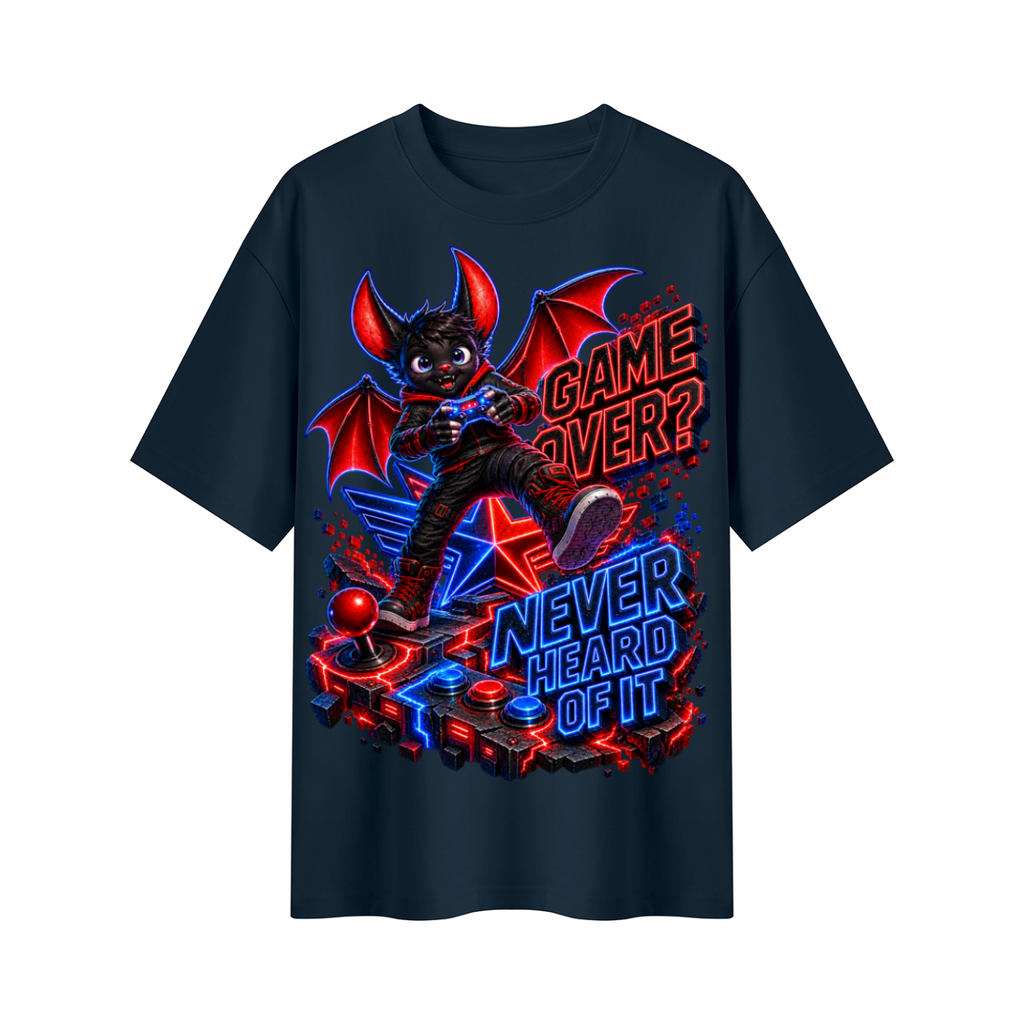 Game Over? Never Heard of It Oversized Gamer Graphic T-Shirt - Unisex