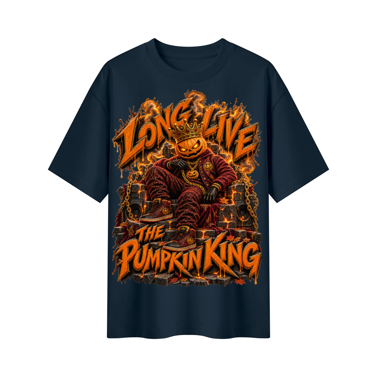 Halloween Pumpkin King Oversized Graphic T-Shirt - Long Live the Pumpkin King - Unisex