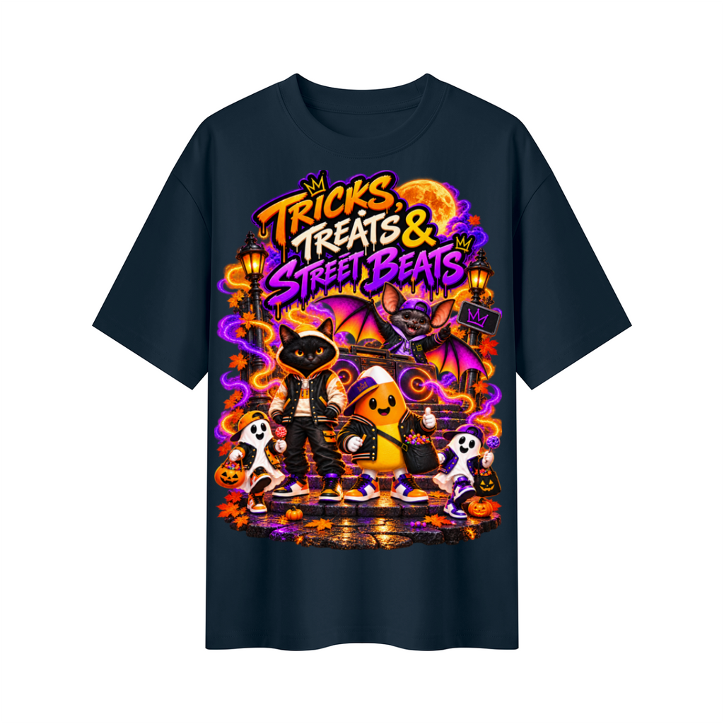 Halloween Tricks, Treats & Street Beats Oversized Graphic T-Shirt - Unisex