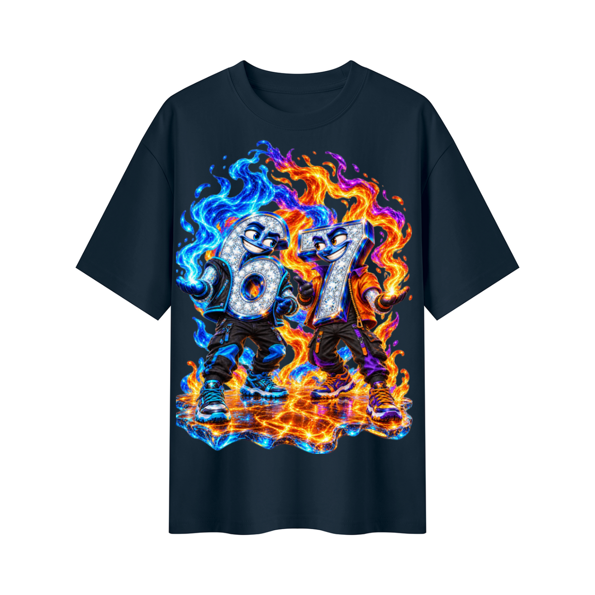 6-7 Street Mode™ Fire & Ice Oversized Graphic T-Shirt - Unisex
