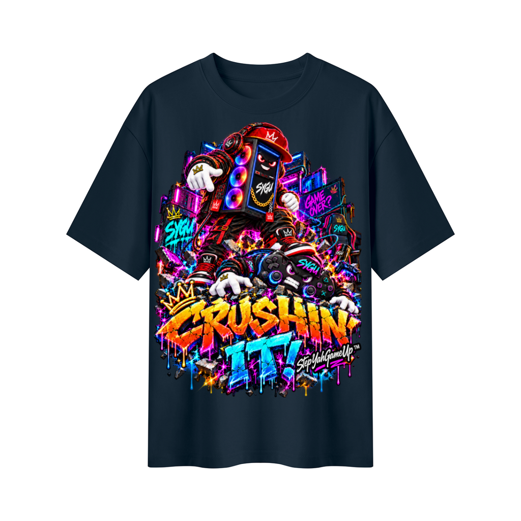 StepYahGameUp™ Crushin’ It PC & Controller Oversized Graphic T-Shirt - Unisex