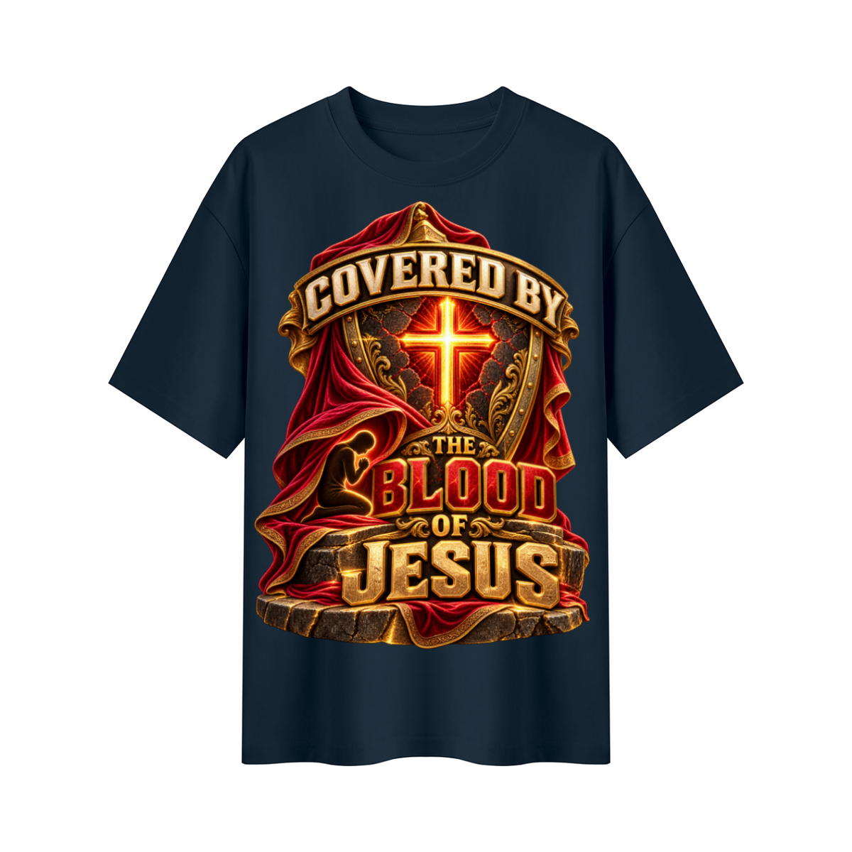 Walk by Faith™ Covered by the Blood of Jesus Oversized Graphic T-Shirt - Unisex