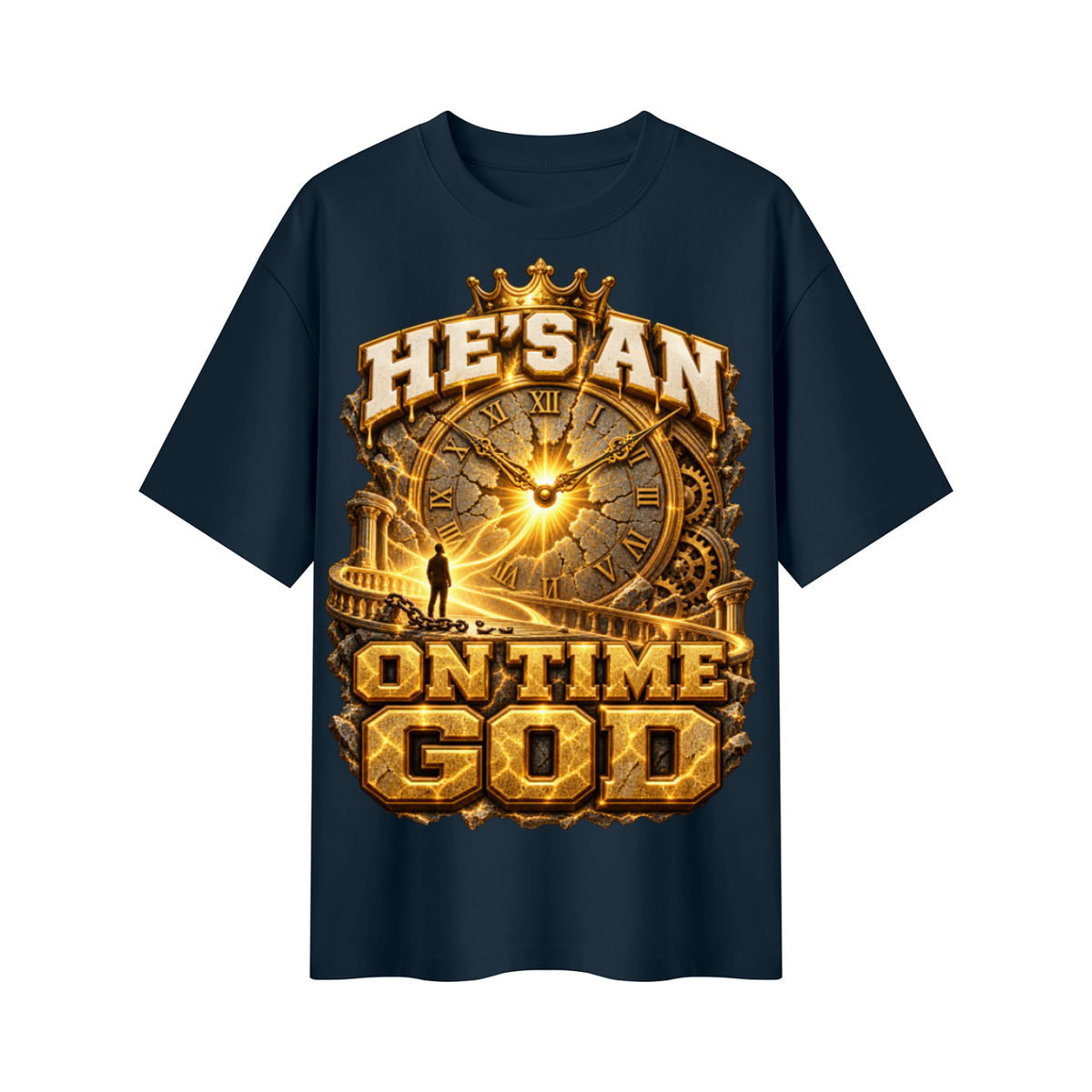 Walk by Faith™ He’s an On Time God Oversized Graphic T-Shirt - Unisex