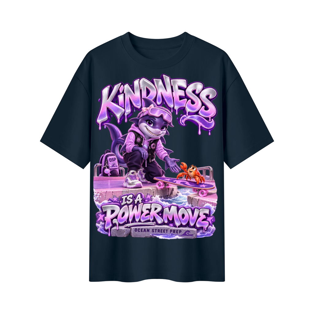 Ocean Street Prep™ Lil Violet Kindness Is a Power Move Oversized Graphic T-Shirt - Unisex