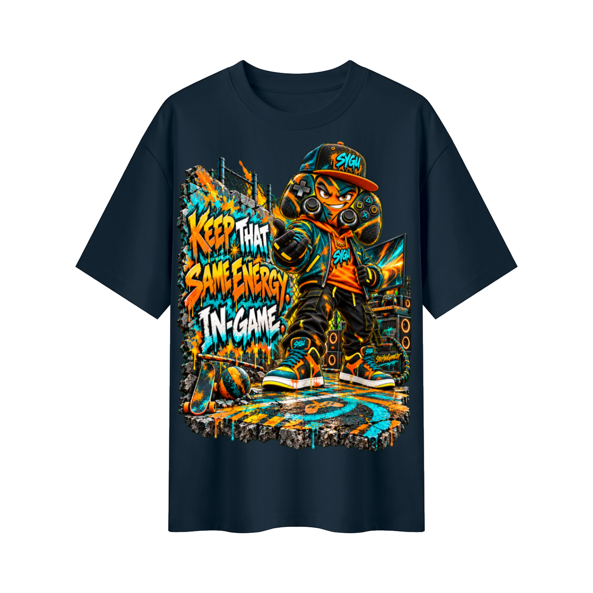 StepYahGameUp™ Keep That Same Energy In Game Oversized Graphic T-Shirt - Unisex