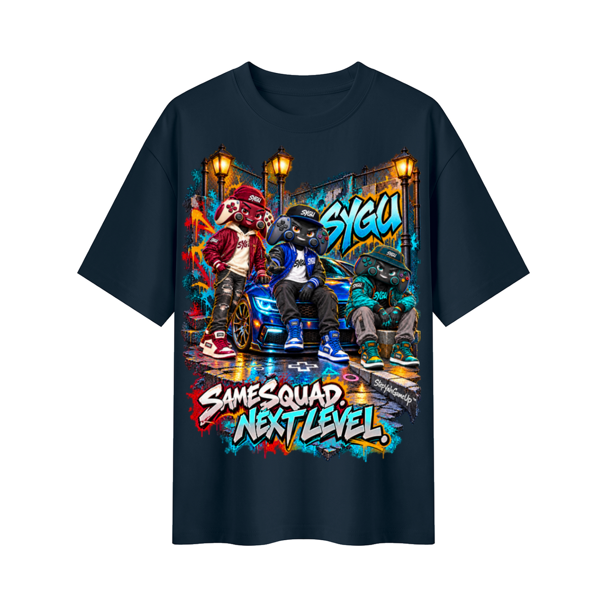 StepYahGameUp™ Same Squad Next Level Oversized Graphic T-Shirt – Unisex