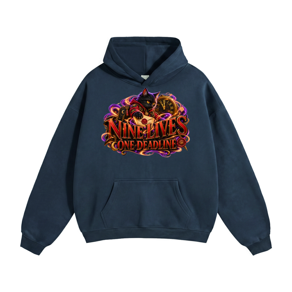 Halloween Black Cat Front & Back Graphic Hoodie - Nine Lives One Deadline - Unisex